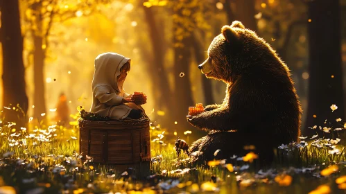 A Golden Moment: Child and Bear