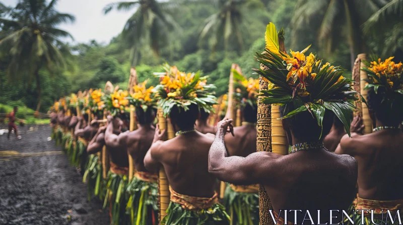 Tropical Tradition with Floral Headdresses AI Image