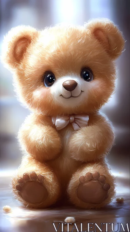 Charming Plush Bear with Bow AI Image