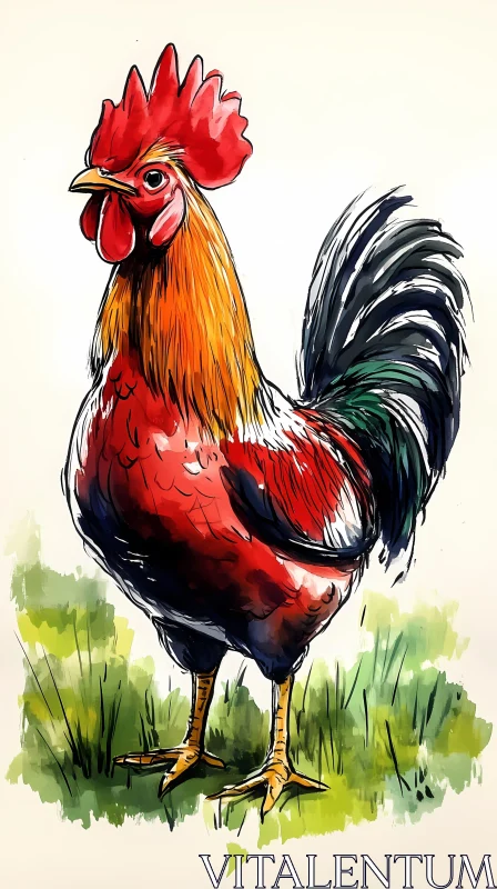 Majestic Rooster Art AI Image