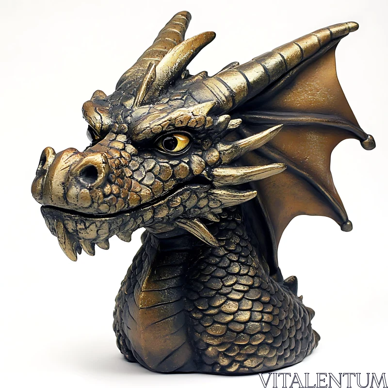 AI ART Metallic Dragon Bust Sculpture