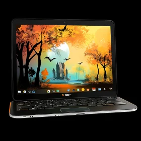 Laptop with Halloween Wallpaper