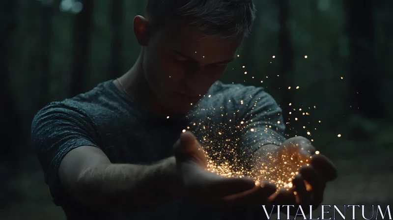 Man Holding Magic Light AI Image