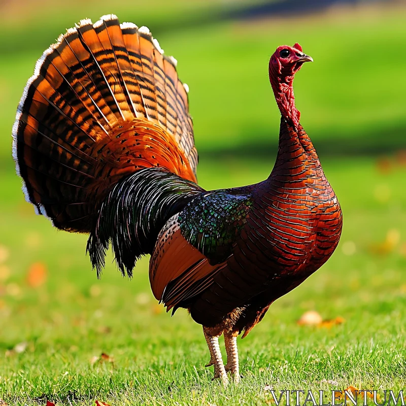 Turkey Portrait on Green Grass AI Image