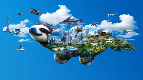 Sloth Shaped Island with City
