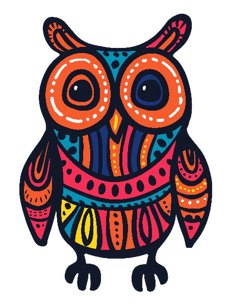 Vivid Geometric Owl Illustration POD Design