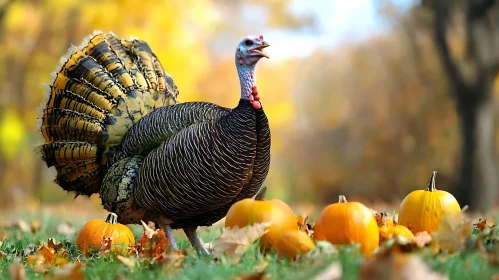 Thanksgiving Turkey with Pumpkins