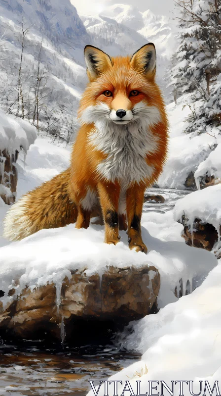 AI ART Fox in Snowy Wilderness