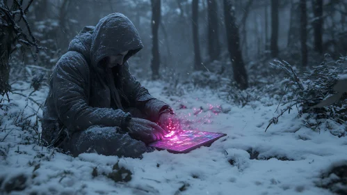 Snowy Forest Laptop Magic