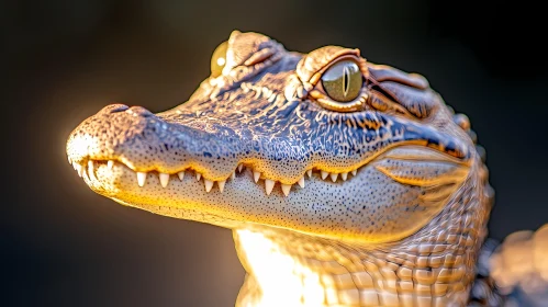 Sunlit Alligator Close-Up
