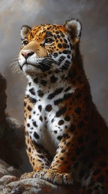 Leopard Poised on Rocks
