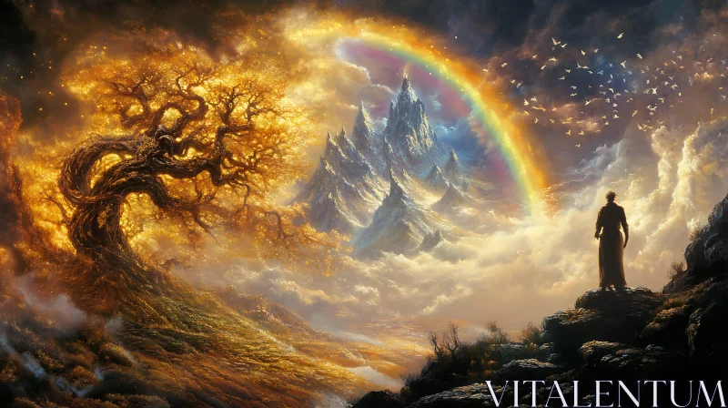 AI ART Rainbow Over Mountain Peaks