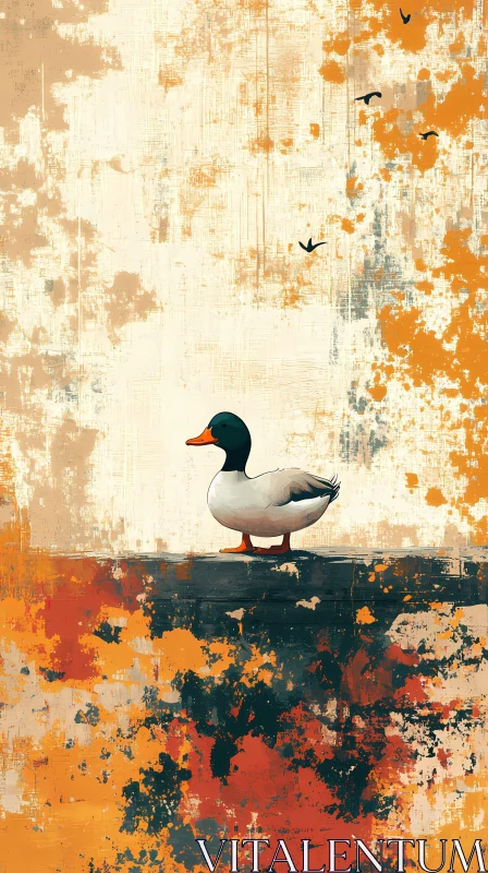 Colorful Abstract Duck Painting AI Image