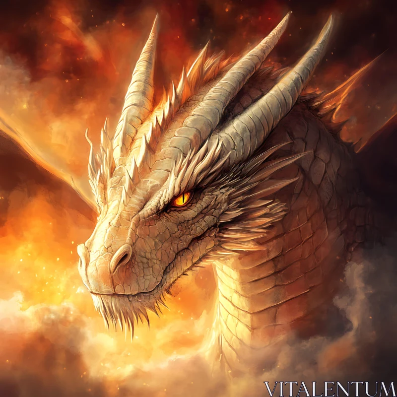 Dragon in the fire AI Image