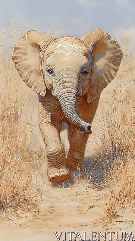 Baby Elephant in the Wild AI Image