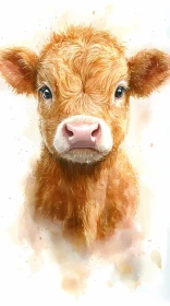 Gentle Cow Portrait in Watercolor