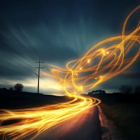 Electrifying Rural Road with Light Streaks