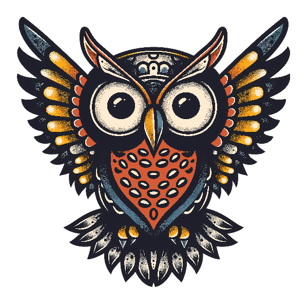 Stylized Owl with Wings Spread POD Design