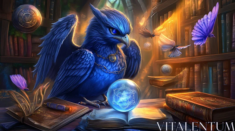 AI ART Mystical Owl Sorcerer with Crystal Sphere