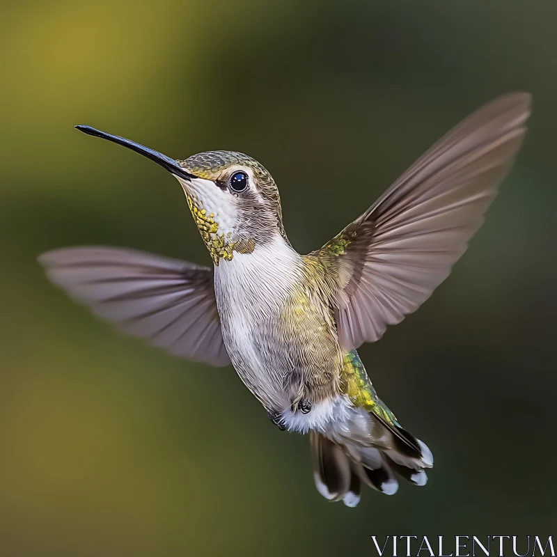 Delicate Hummingbird Soaring AI Image