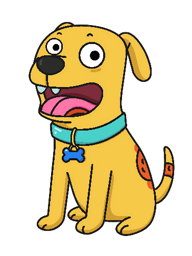 POD Design Cheerful Yellow Cartoon Dog with Blue Collar