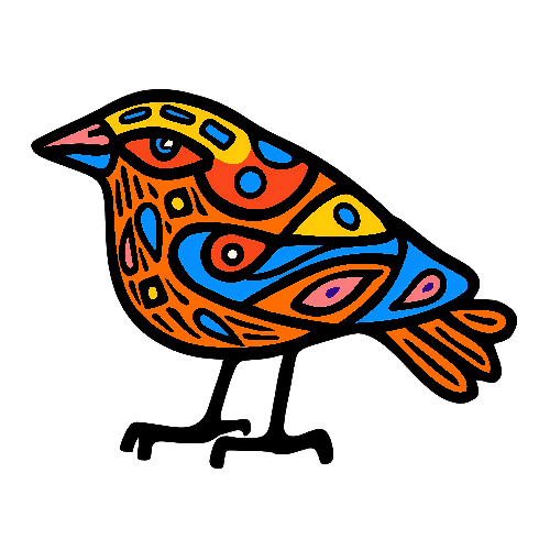 POD Design Colorful Bird Vector Illustration on Transparent Background