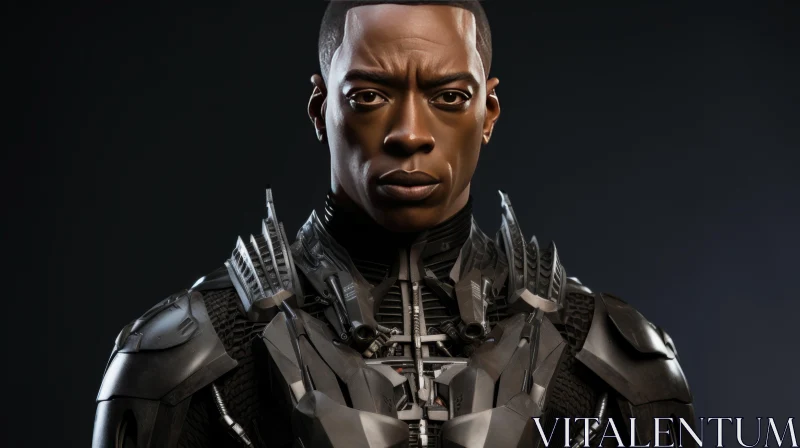 Cybernetic Black Panther: A Futuristic Studio Portrait AI Image