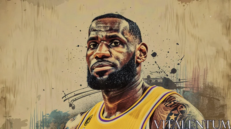 Expressive Abstract Portrait of LeBron James AI Image