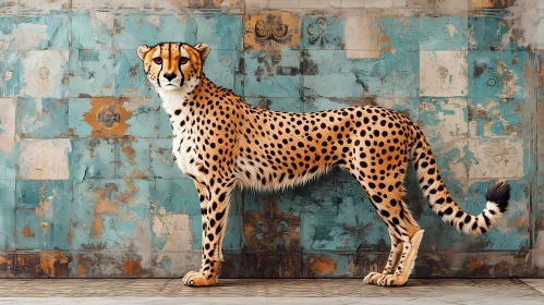 Cheetah Art on Textured Background