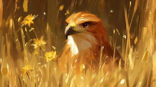 Hawk in Golden Field