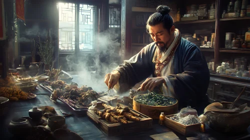 Man Preparing Herbs