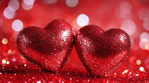 Sparkling Red Hearts - Valentine's Day