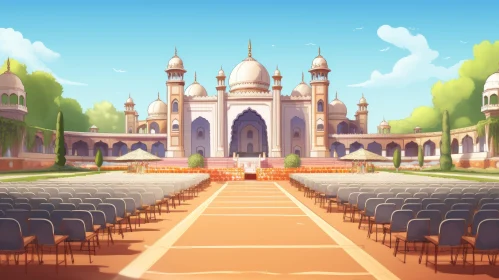 Indian Pop Culture Palace Courtyard Illustration