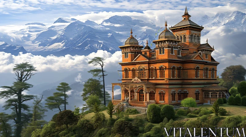 Majestic Palace on a Hill: Captivating Landscape Art AI Image