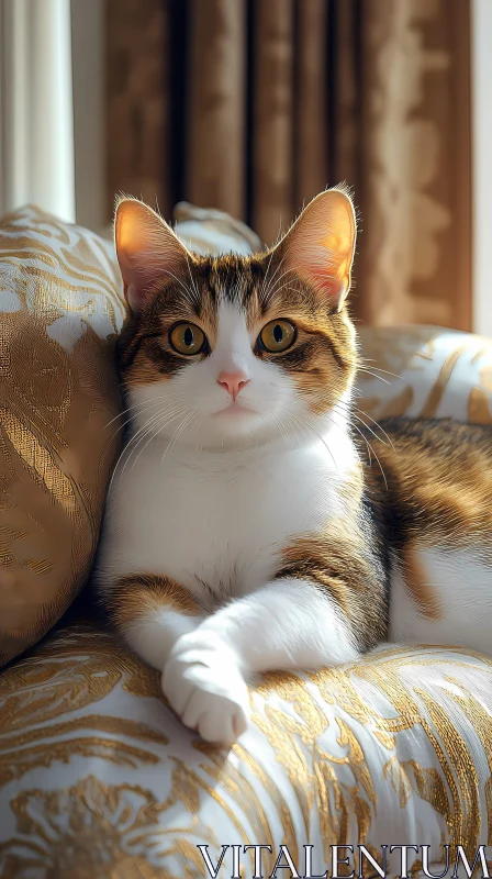 Sophisticated Feline in Golden Light AI Image