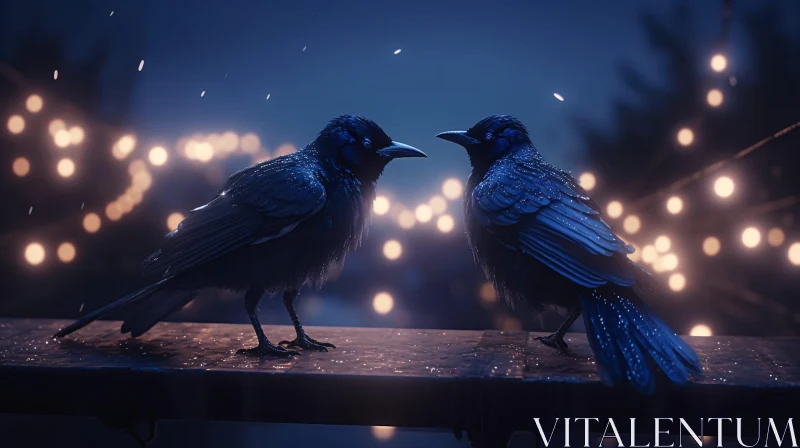 Urban Crows at Night AI Image