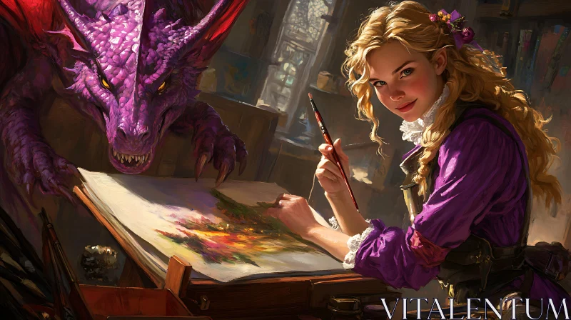 AI ART Dragon's Muse: A Painter's Fantasy