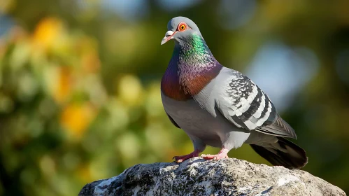Rock Dove Perched on Stone
