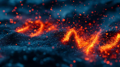Fiery Ember Particles in a Dark Setting