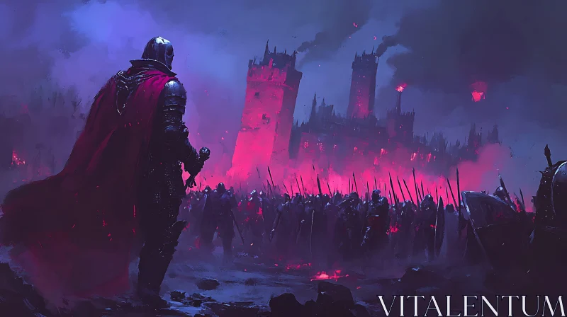 Medieval Knight Facing Castle Siege AI Image