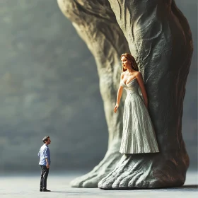 Miniature Man and Giant Woman