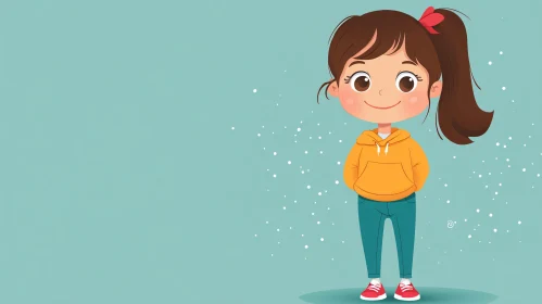 Cute Cartoon Girl with Hoodie