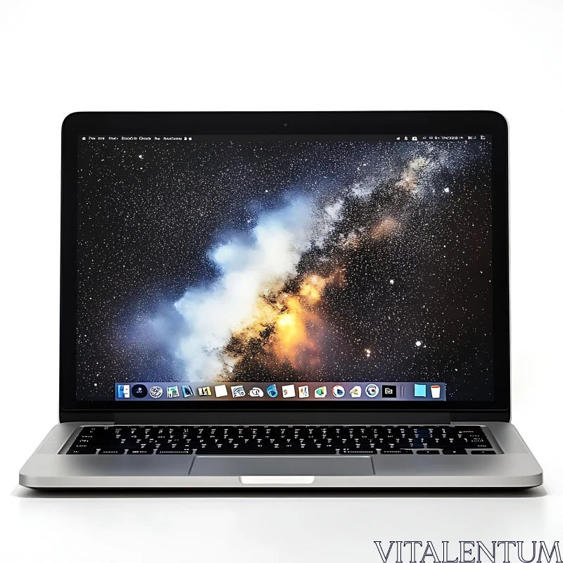 Modern Laptop with Vivid Galaxy Wallpaper AI Image