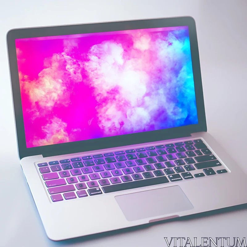 Contemporary Laptop with Vibrant Screen AI Image