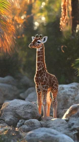 Giraffe Amongst Rocks in Sunlight