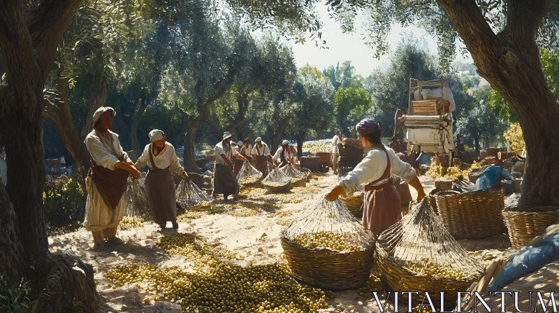 AI ART Gathering Olives Under the Sun