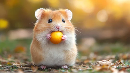 Cute Hamster in Autumn