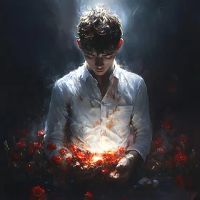 Boy with Glowing Flowers