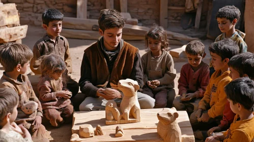 Young Carver Inspires Children with Wood Art