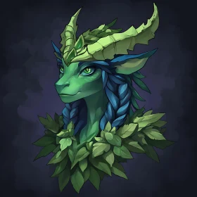 Leaf Crowned Dragon Creature Illustration